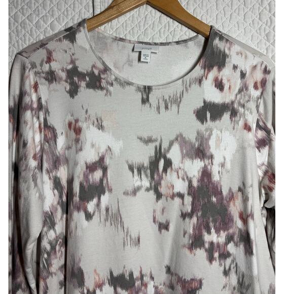 J. Jill Pure Jill Women XL/P Watercolor Long Sleeve Floral Top Pima Cotton - Picture 2 of 8